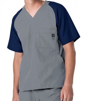 WONDERWINK MEN'S RAGLAN BLOCK TOP IN NAVY W/ CEIL BLUE COMBO